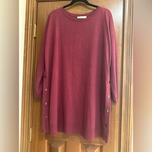 Sejour Deep Red Magenta Knit Top Tunic Dress 0X